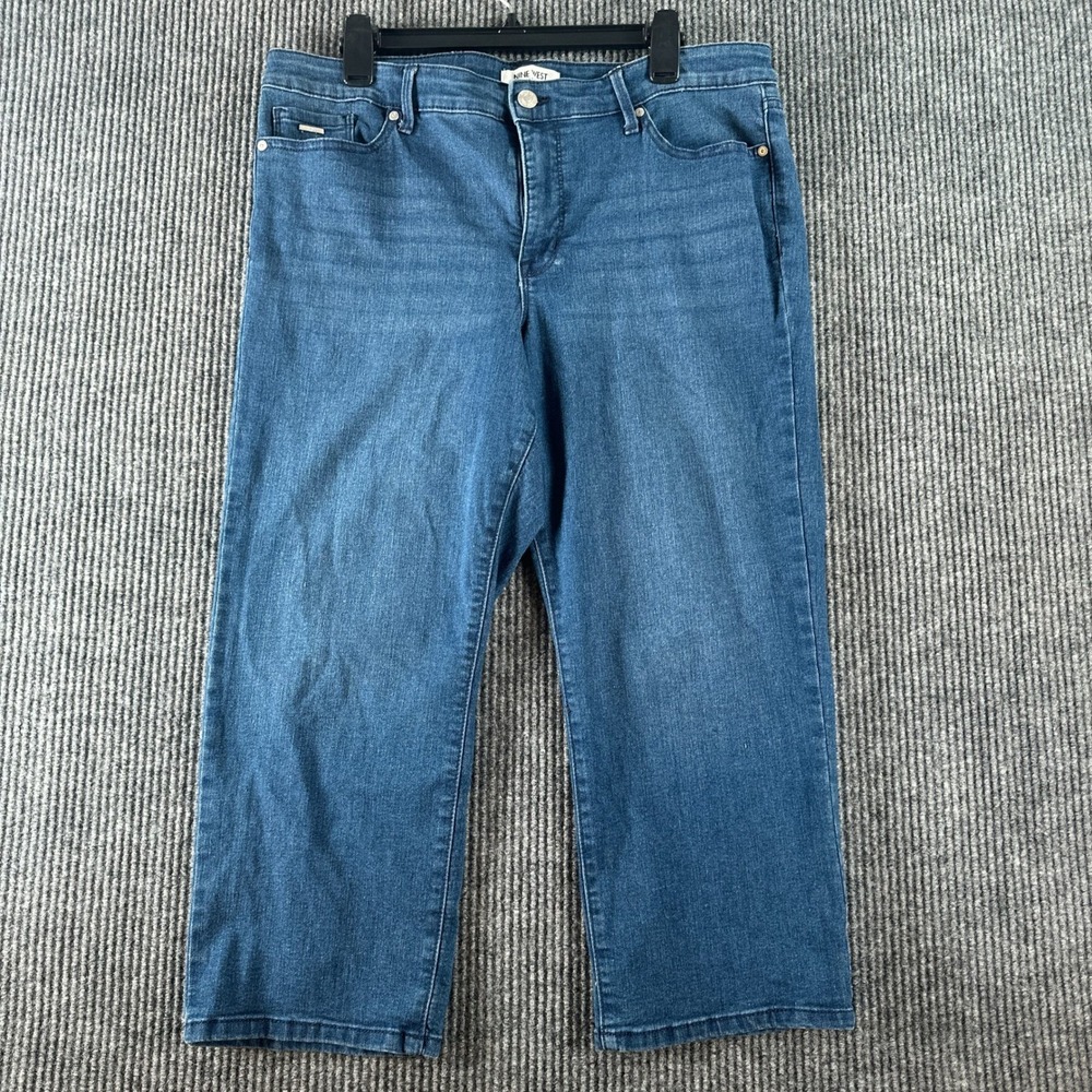 Nine West Jeans Womens Chrystie Capri Blue Denim Cropped Pants Size 16